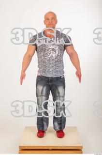 Whole body modeling reference blue jeans gray tshirt 0001